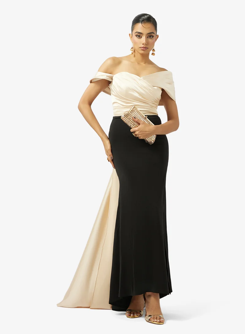 Akadia Fashion  SPECIAL SHOULDER DESIGN SATIN DRESS for Women | Best Price UAE